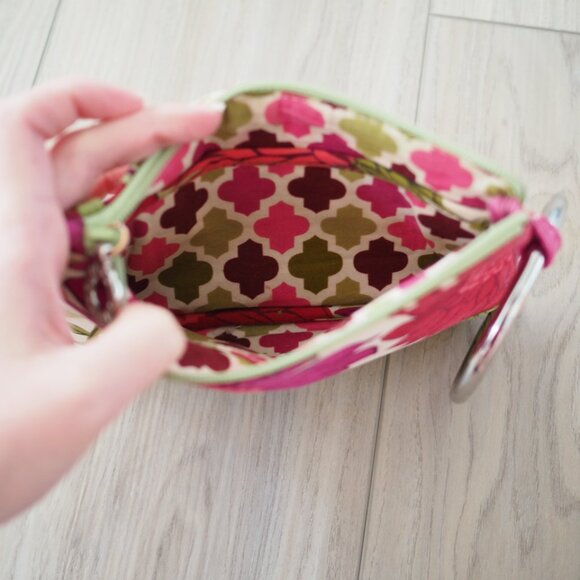 Vera Bradley Hello Dhalia Pink and Green Flower Wristlet Wallet Pouch - Picture 8 of 13
